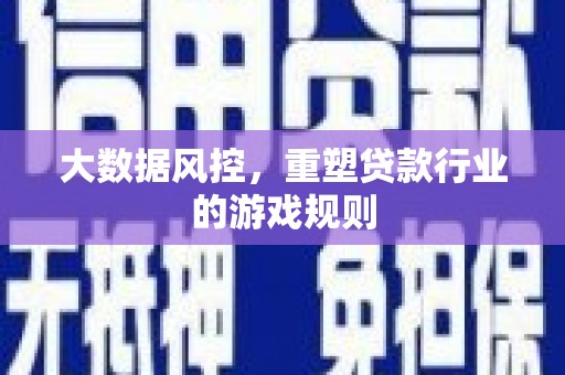 随州大数据风控，重塑贷款行业的游戏规则