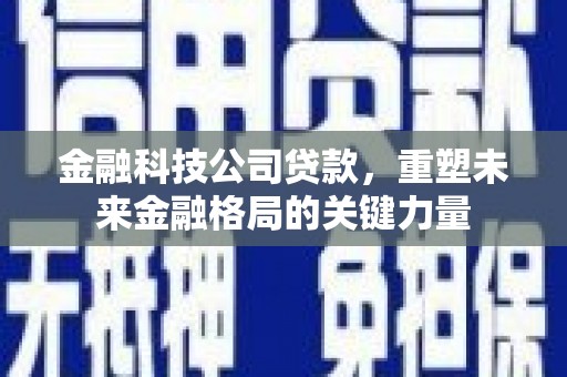 松北金融科技公司贷款，重塑未来金融格局的关键力量