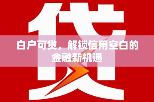 来宾白户可贷，解锁信用空白的金融新机遇